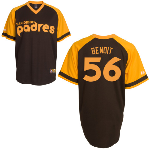 Joaquin Benoit #56 MLB Jersey-San Diego Padres Men's Authentic Cooperstown Baseball Jersey
